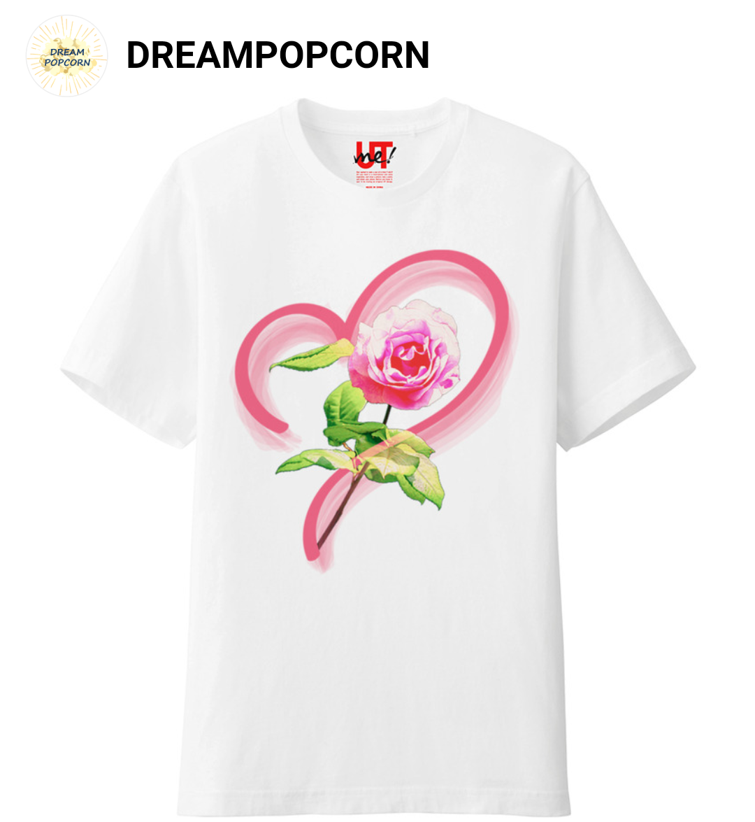 薔薇のグラフィックtシャツ Dreampopcorn
